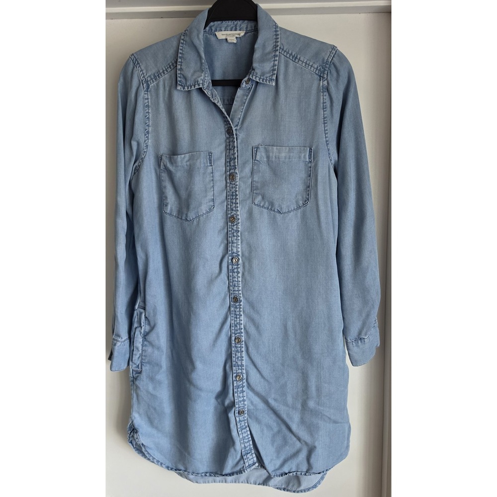Beachlunchlounge Collection Dress Size S Blue Long Sleeve Midi Lyocell